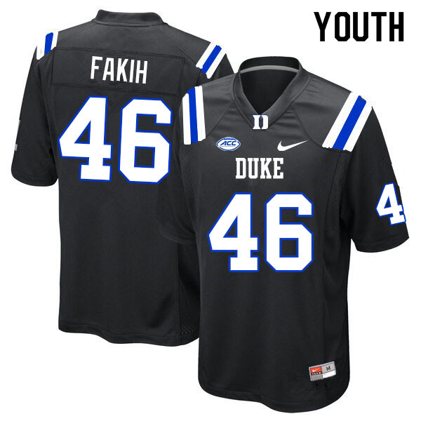 Youth #46 Adam Fakih Duke Blue Devils College Football Jerseys Sale-Black